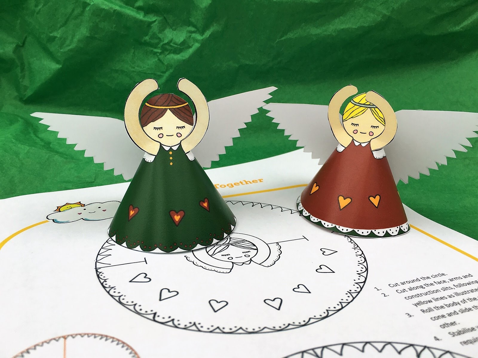 How to make paper angels + paper angel template - Messy Little Monster